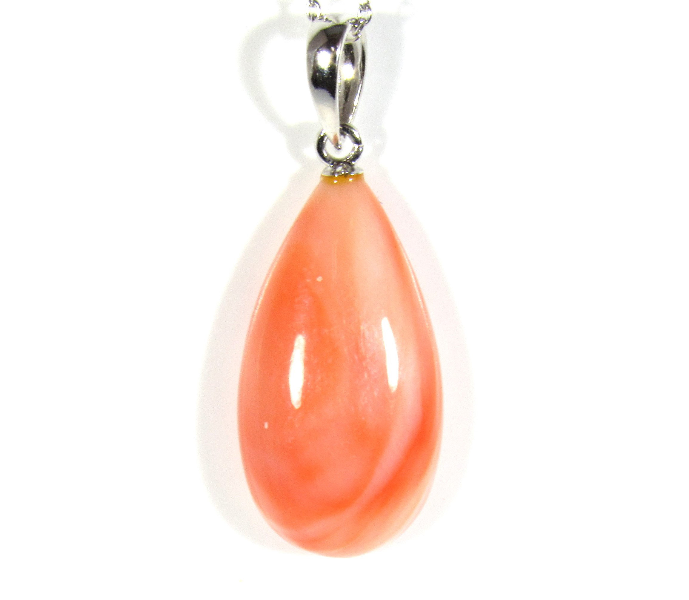 宝石珊瑚　さんご　オオバルペンダント　ネックレス　アクセサリー・ ジュエリ－  IMG－1767