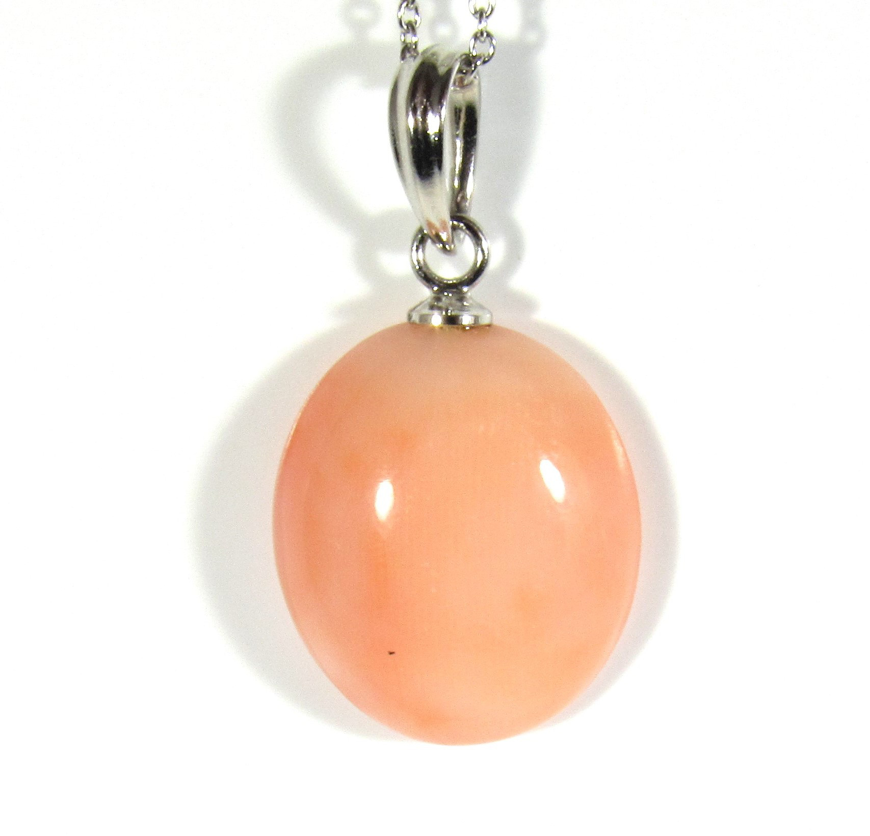 宝石珊瑚 　さんご　オオバルペンダント　ネックレス　アクセサリー・ ジュエリ－  　IMG－1767