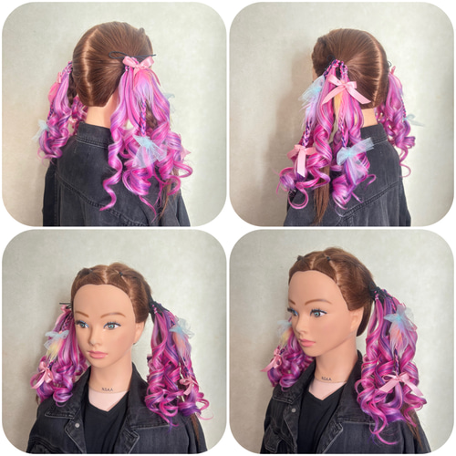 現品限り》ヘアゴムエクステ キッズダンス エクステ 原宿系 カラフル
