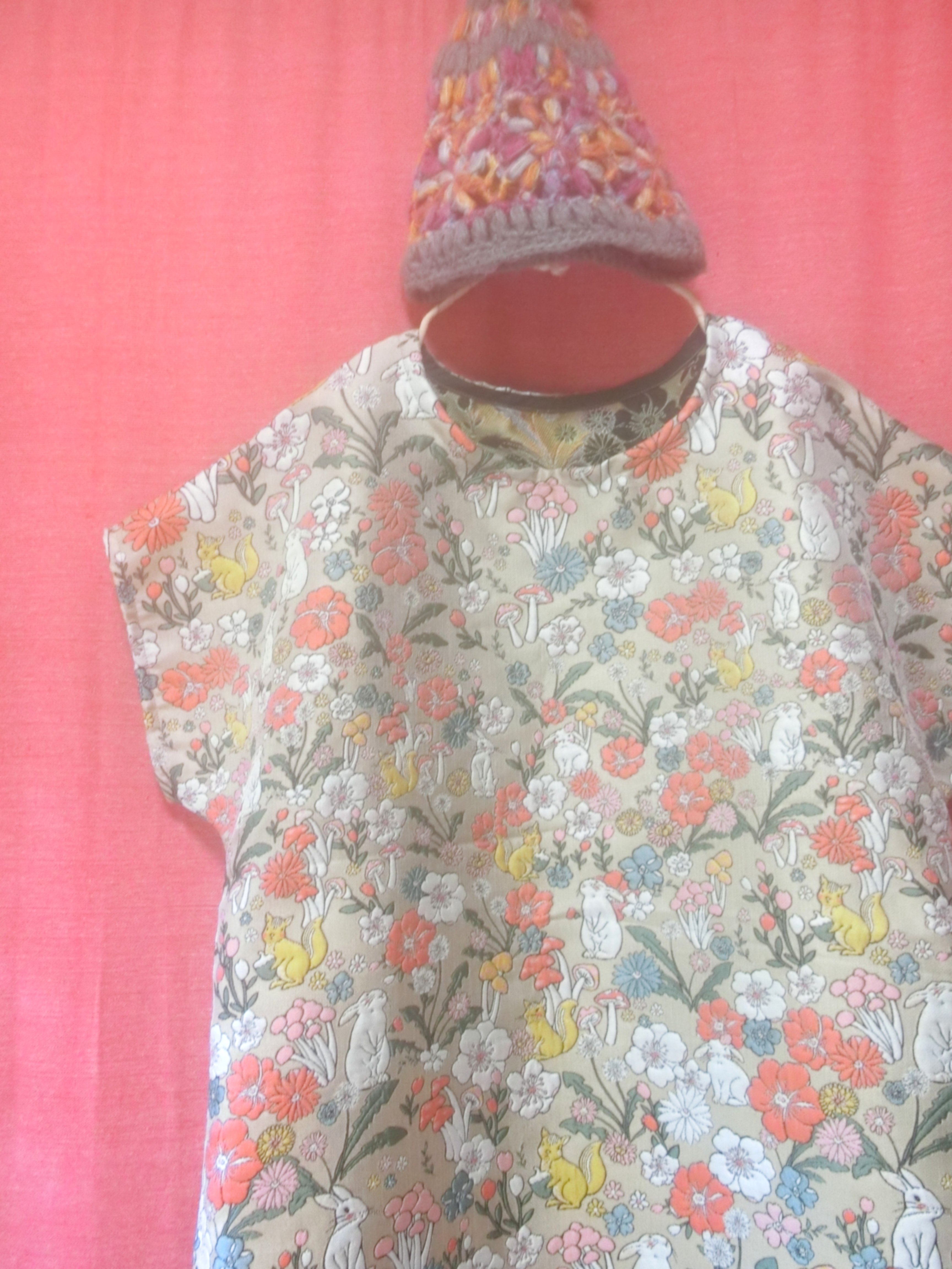 【重ね着】森の動物ワンピース  beige