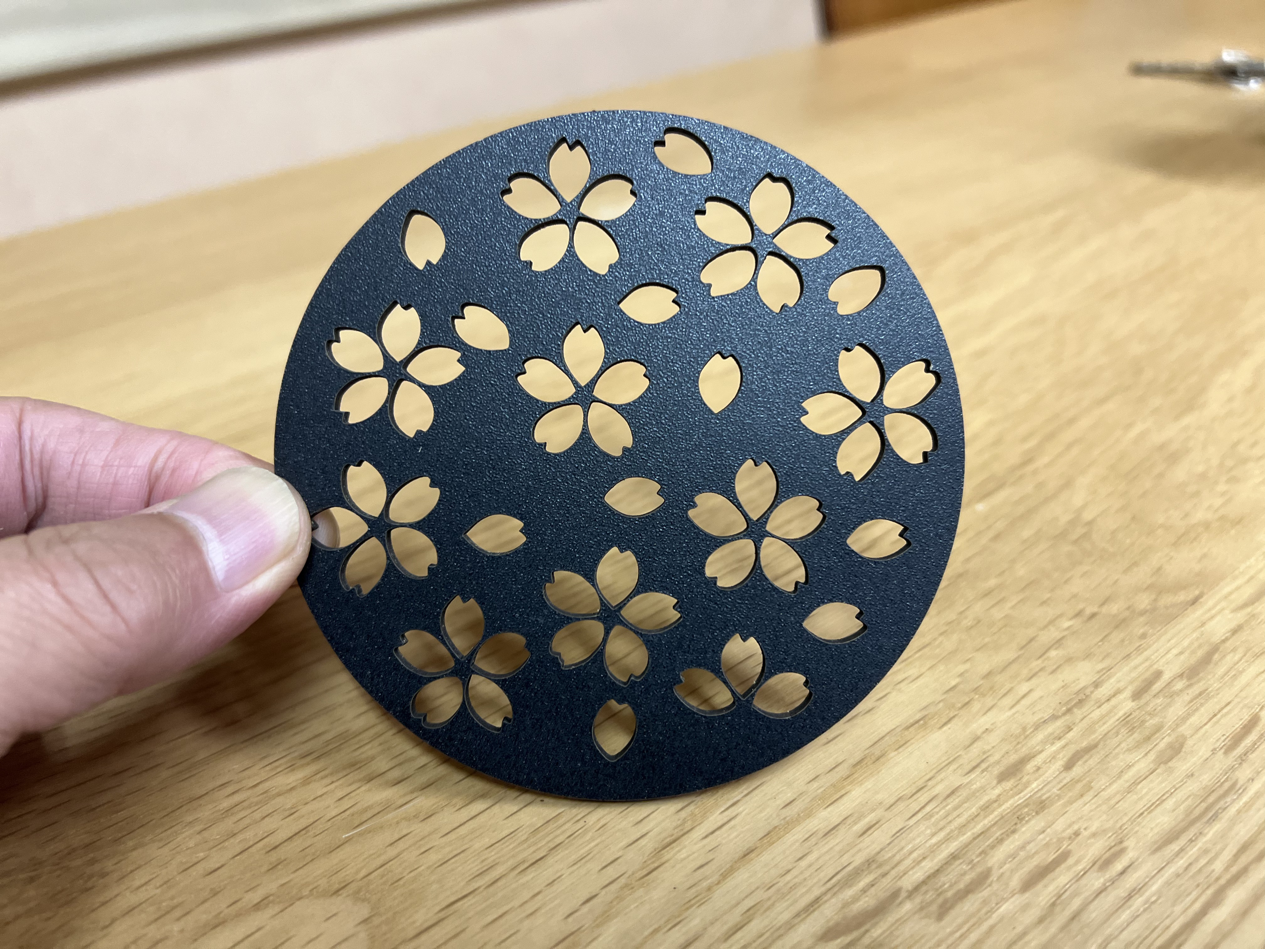 木製レーザー桜コースター　ブラック　10枚セット