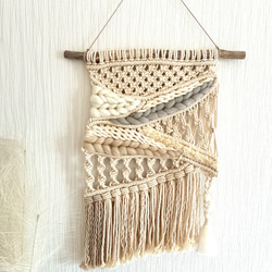 big‼︎ マクラメタペストリー ❇︎ マクラメタペストリー♡BIGサイズ♡生成×グレージュ タペストリー