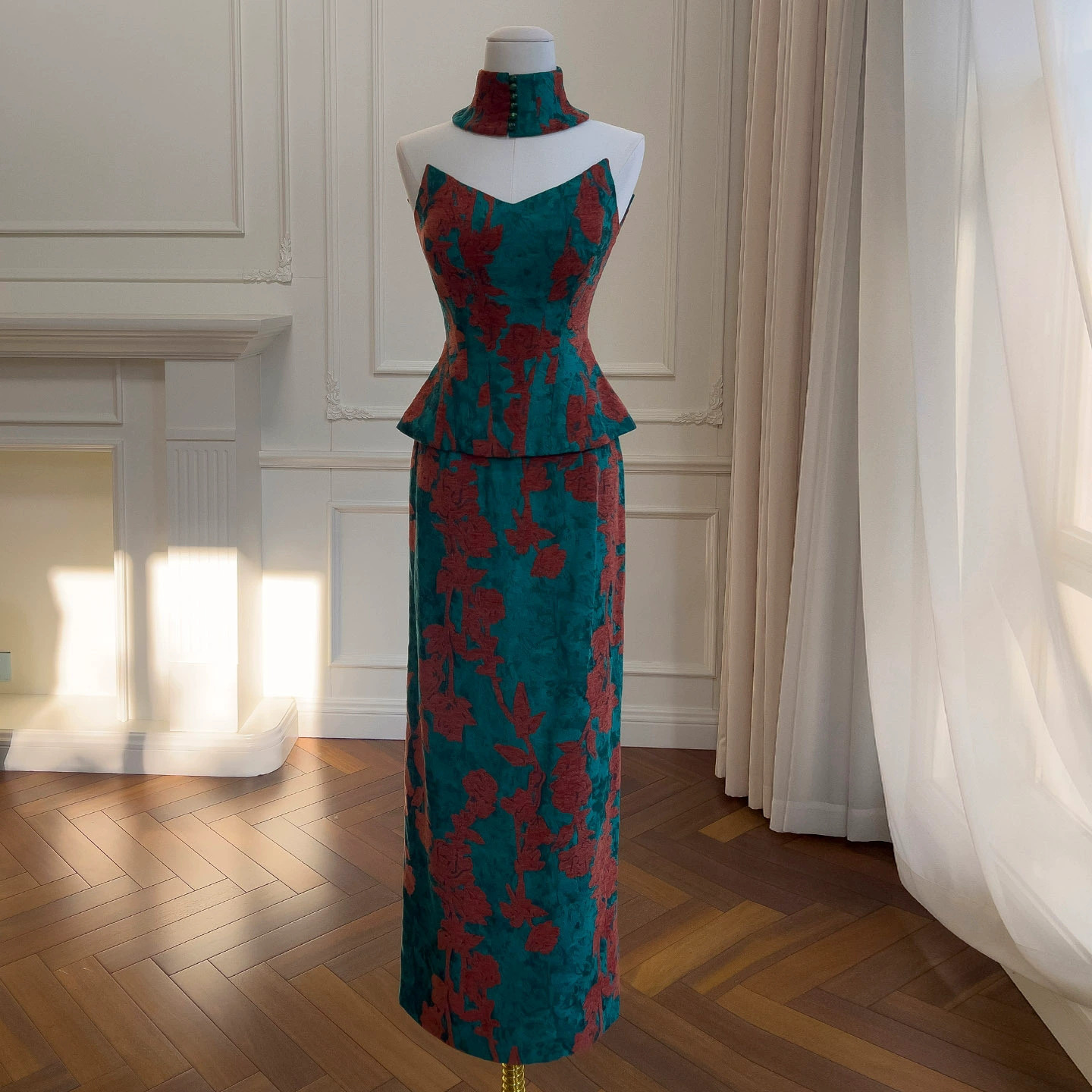 上下セット 綺麗 高級感 ウェディングドレス パーティー ロング スカート 痩せる 上品 韓国風 二次会 71500