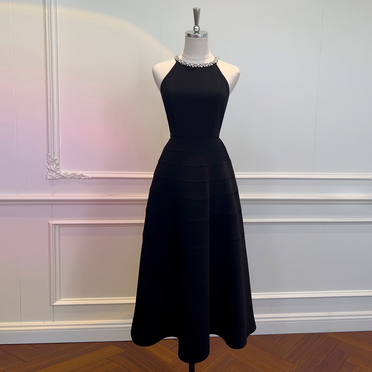 黒 パール 綺麗 高級感 ウェディングドレス パーティー ロング ブラック 痩せる 韓国風 二次会 69511