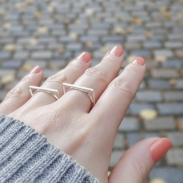 【受注制作】Square & Circle リング（2点セット） 1枚目の画像