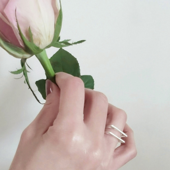 【受注制作】Square & Circle リング（2点セット） 3枚目の画像