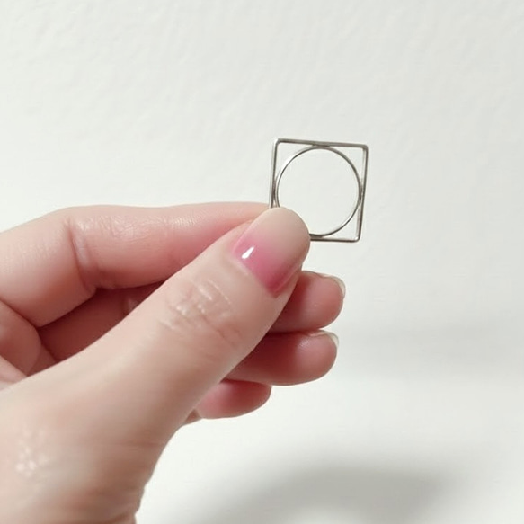 【受注制作】Square & Circle リング（2点セット） 4枚目の画像