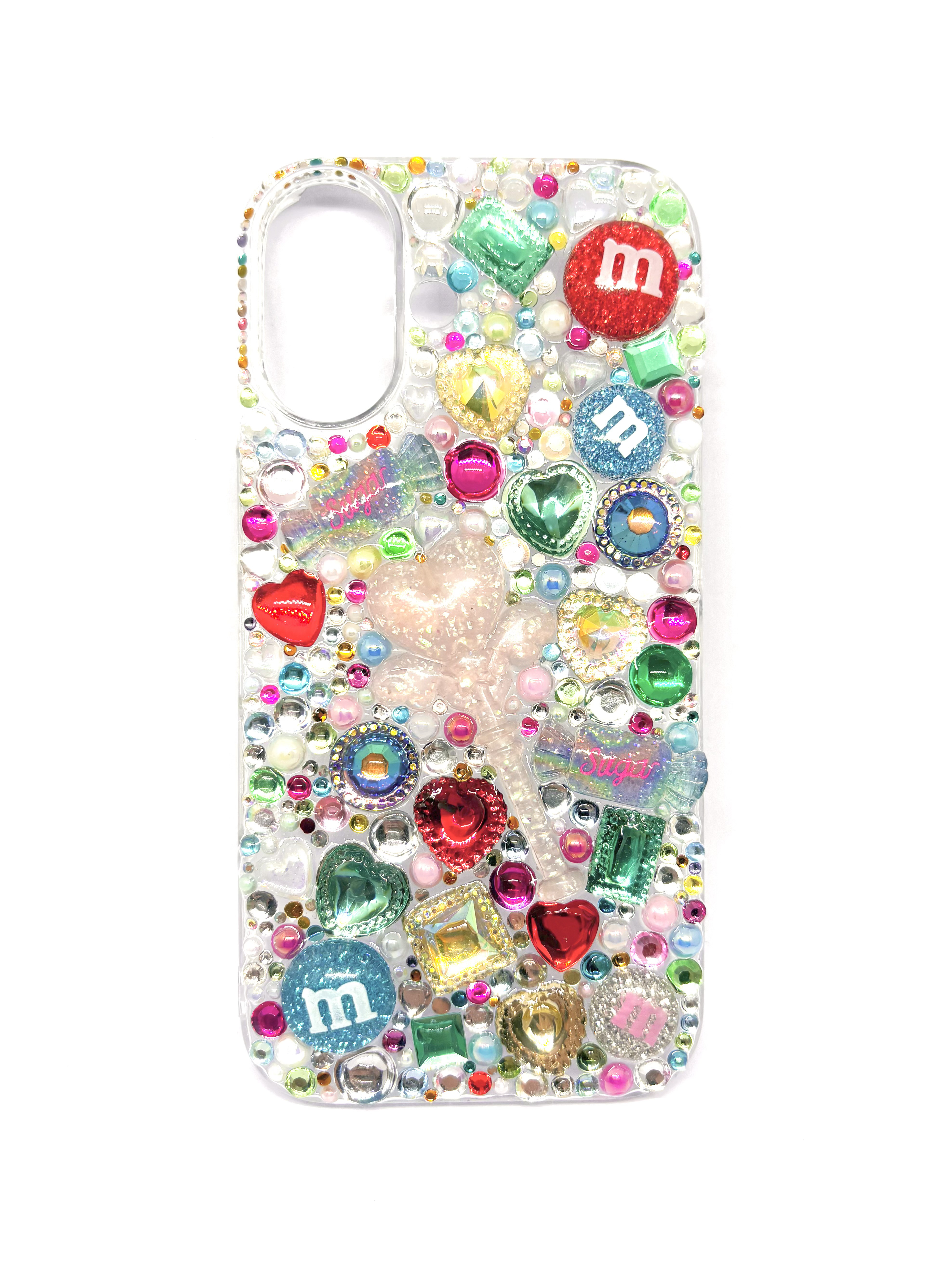 【iPhone 16用】Y2Kキラキラカラフルデコスマホケース♡