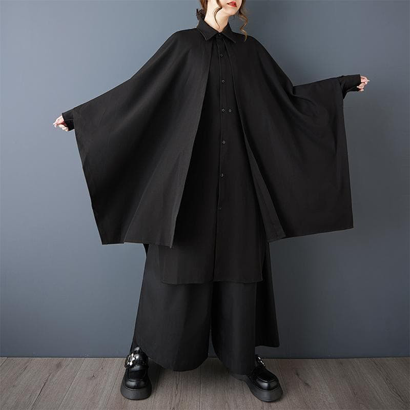新品 大きいサイズ ゆったり ドルマン シャツ ブラウス 黒 春 秋冬　変形裾u