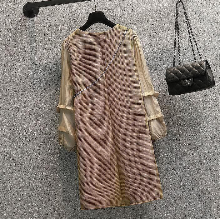 新品 大きいサイズ ランタンスリーブ ワンピース 上品 秋冬　長袖