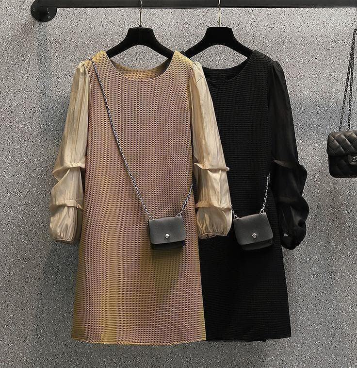 新品 大きいサイズ ランタンスリーブ ワンピース 上品 秋冬　長袖