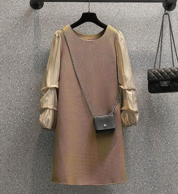 新品 大きいサイズ ランタンスリーブ ワンピース 上品 秋冬　長袖