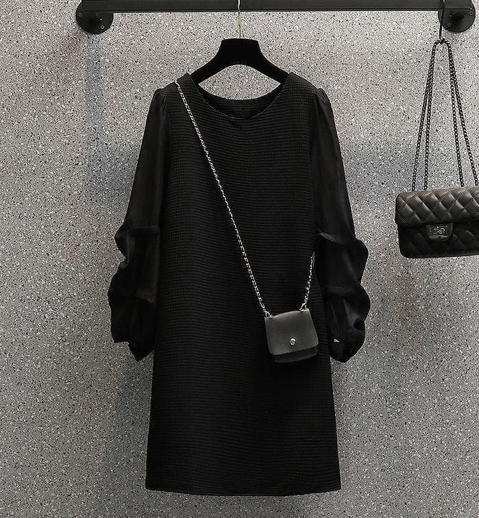 新品 大きいサイズ ランタンスリーブ ワンピース 上品 秋冬　長袖