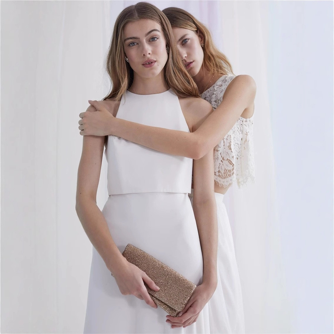 パーティードレス 白 黒 ピンク シンプル ノースリーブ おしゃれ 韓国風 花嫁 前撮り お呼ばれ AK386