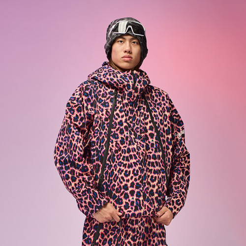25-26限定 スノボウェア 上下セット ヒョウ柄 黒 撥水 3L メンズ