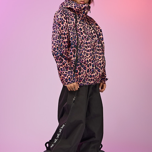 25-26限定 スノボウェア 上下セット ヒョウ柄 黒 撥水 3L メンズ