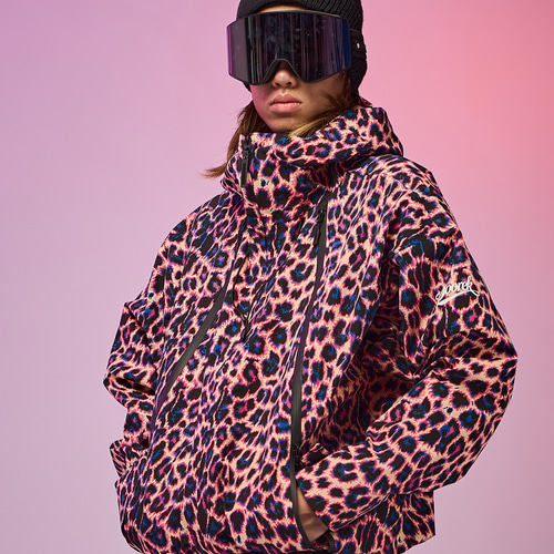 25-26限定 スノボウェア 上下セット ヒョウ柄 黒 撥水 3L メンズ