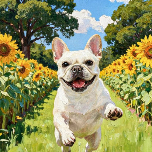 フレンチブルドッグ　犬の油彩画 表現主義 dogart #ブルドック #フレンチブルドック
