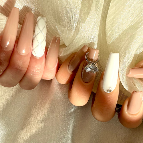 ヌーディーモカ×キルティング×リングパーツ 極上うるつや y2k ロング