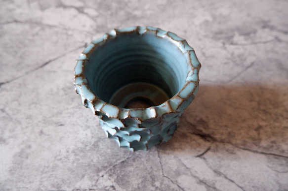 3.5号ヒスイ青鉢352　塊根植物　多肉植物　アガベ　盆栽　植木鉢　作家鉢　鉢皿　沖縄 4枚目の画像