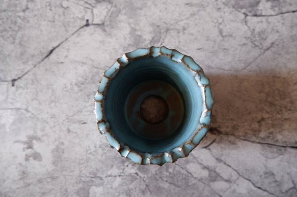 3.5号ヒスイ青鉢352　塊根植物　多肉植物　アガベ　盆栽　植木鉢　作家鉢　鉢皿　沖縄 5枚目の画像