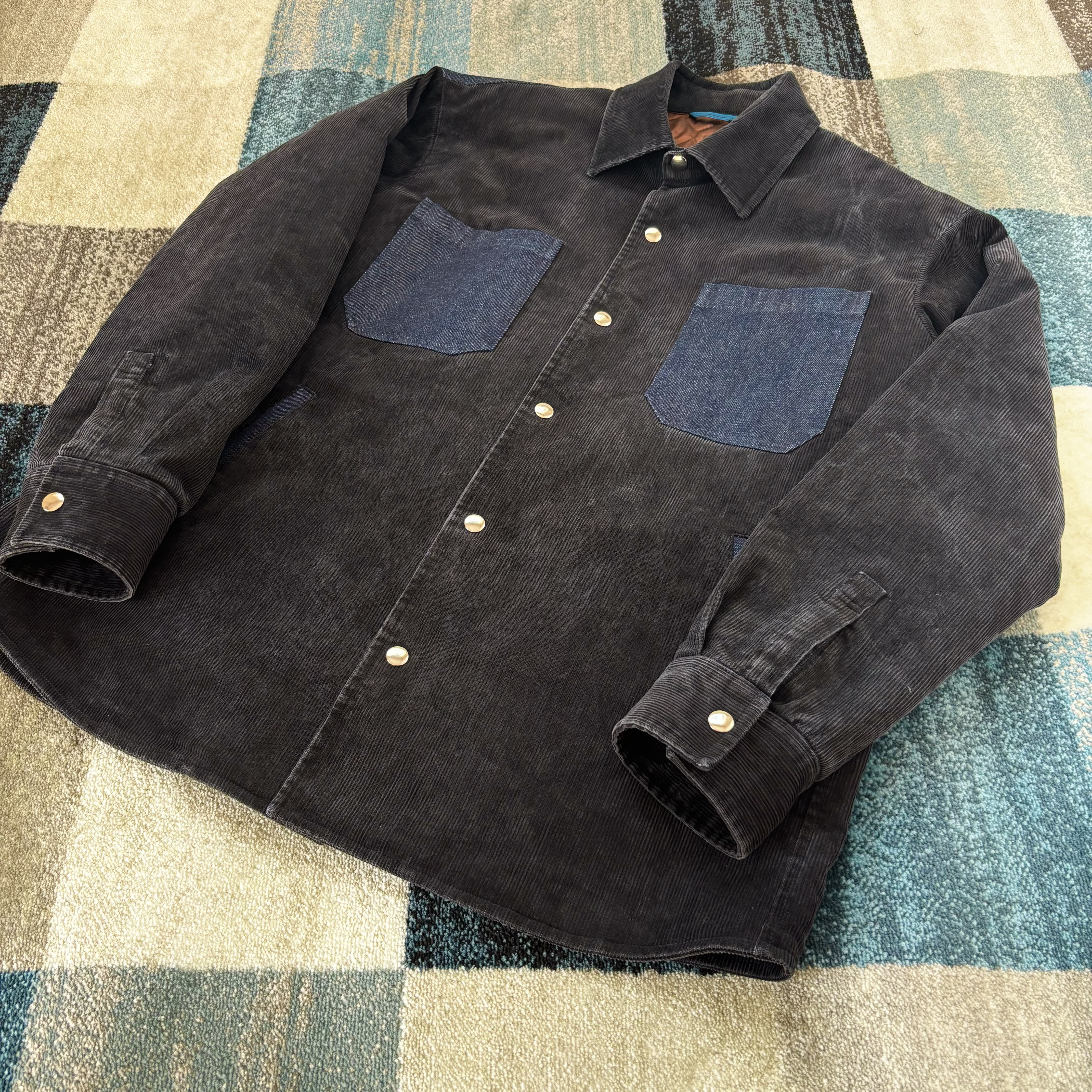 コーデュロイ×デニム切替シャツブルゾン