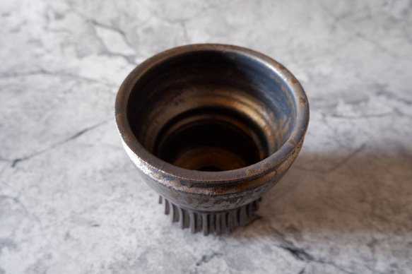 4号燻し金彩鎬鉢359　塊根植物　多肉植物　アガベ　盆栽　植木鉢　作家鉢　鉢皿　沖縄 4枚目の画像