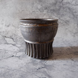 4号燻し金彩鎬鉢359　塊根植物　多肉植物　アガベ　盆栽　植木鉢　作家鉢　鉢皿　沖縄 3枚目の画像