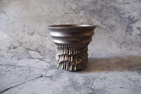 4号燻し金彩鉢360　塊根植物　多肉植物　アガベ　盆栽　植木鉢　作家鉢　鉢皿　沖縄 3枚目の画像