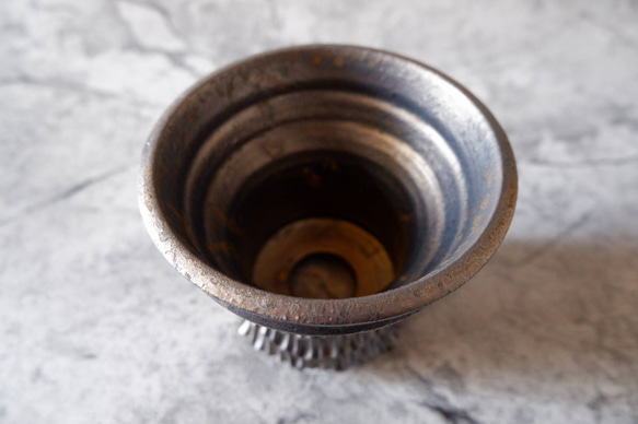 4号燻し金彩鉢360　塊根植物　多肉植物　アガベ　盆栽　植木鉢　作家鉢　鉢皿　沖縄 4枚目の画像