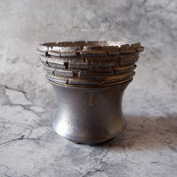 4.5号燻し金彩裂紋鉢361　塊根植物　多肉植物　アガベ　盆栽　植木鉢　作家鉢　鉢皿　沖縄 3枚目の画像