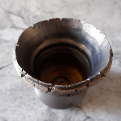 4.5号燻し金彩裂紋鉢361　塊根植物　多肉植物　アガベ　盆栽　植木鉢　作家鉢　鉢皿　沖縄 4枚目の画像