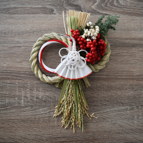 2026年 お正月 しめ縄飾り －鶴モチーフ－ しめ縄・しめ飾り 書家SAKI