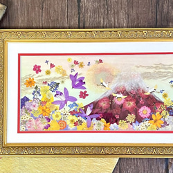 虹色 夢色 かすみ草の押し花アート額 押し花額02 その他アート 神戸