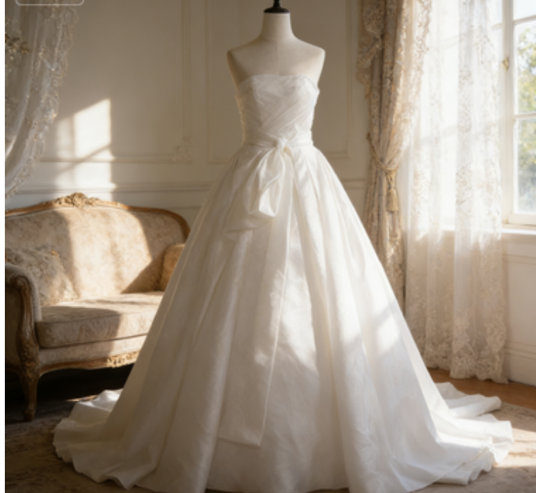 美品 ウェディングドレス 憧れのドレ チューブトップ 光沢サテン ビスチェドレス 花嫁 演奏会