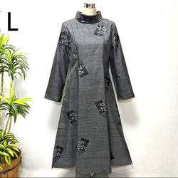 着物リメイク ワンピース ジャンパースカート 花柄 2WAY ギャザー