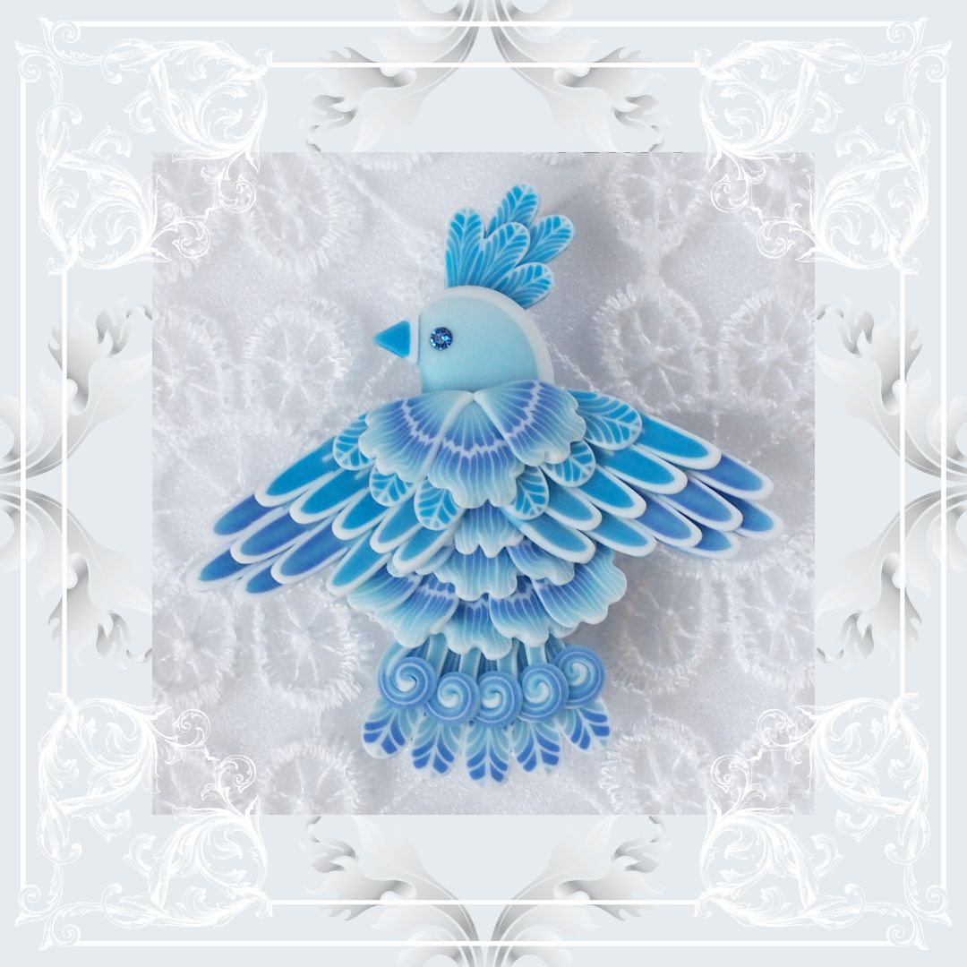 見返り空想小鳥帯留め＊青空色＊