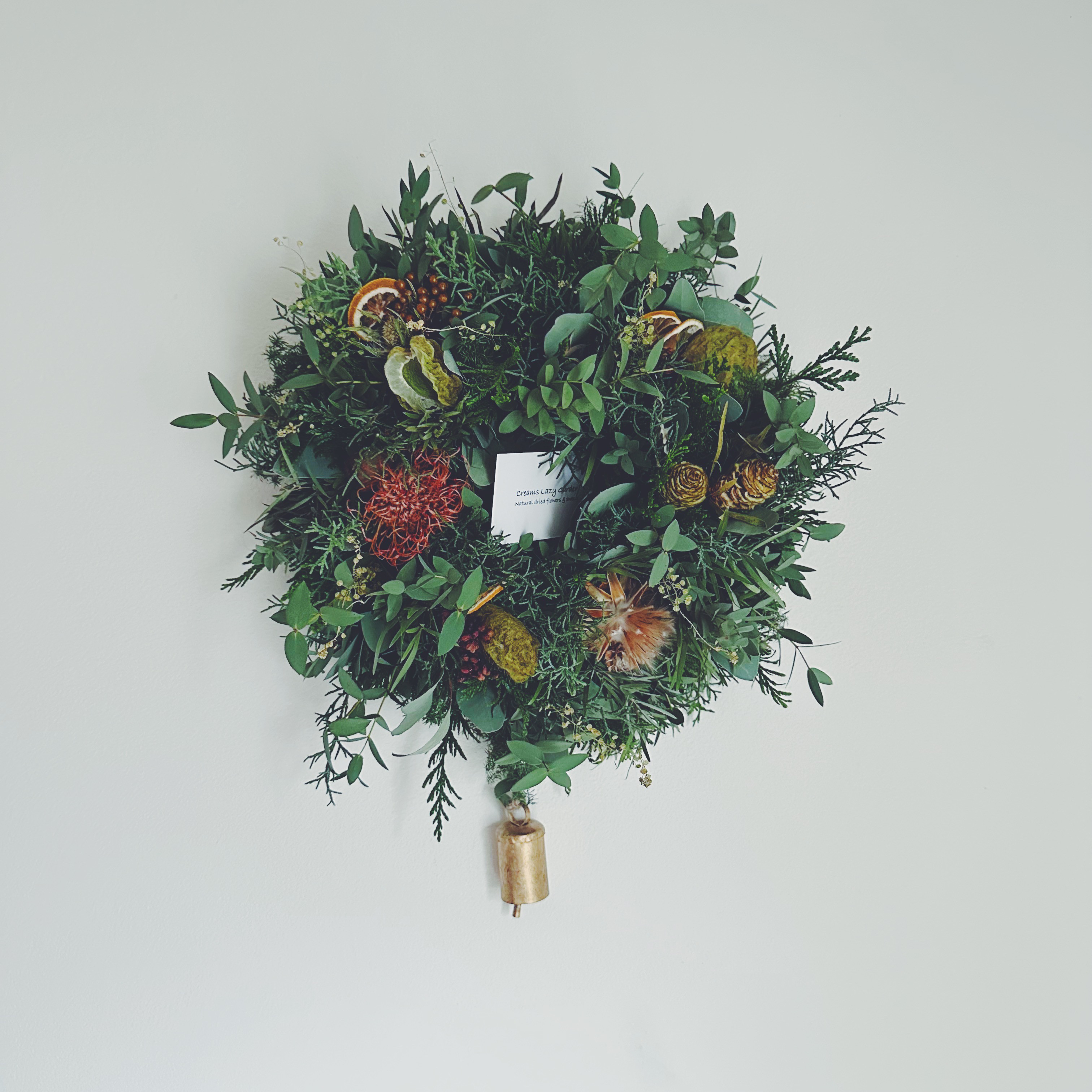 5-45 botanical wreath / フウセントウワタのグリーンリース / ベル付き