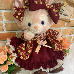 ステラルー Sサイズ☆エンジ桜花柄 和着物ドレス6点コスチューム