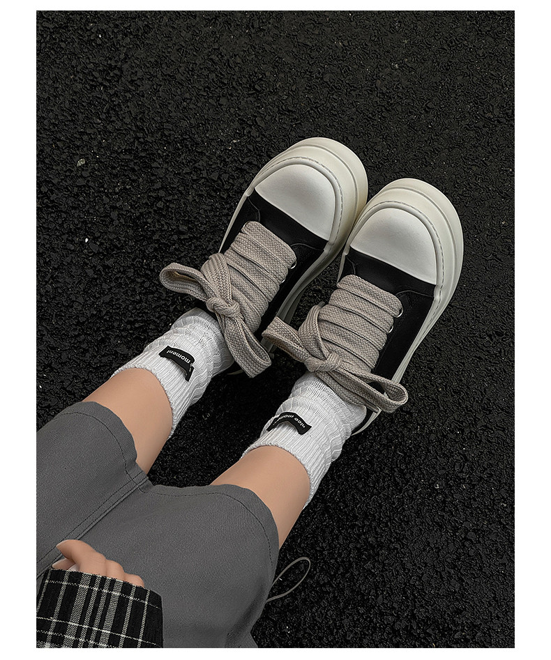 2026秋の新小人数デザイン感カジュアルシューズ男女厚底高パン靴カップル用通気性板靴