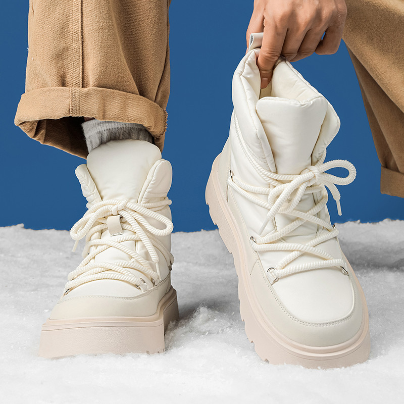 2026新型冬のスノーブーツ男性アウトドアレジャー防寒カップルモデル東北大綿靴防水マーチンブーツラッシュ