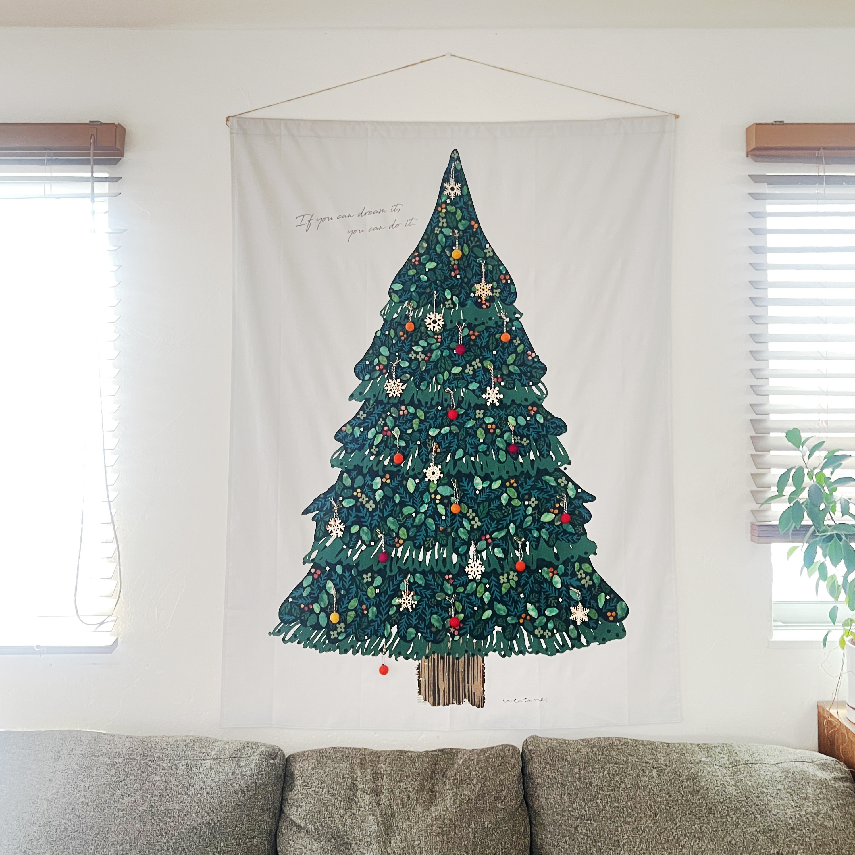 【お買い得】木製雪の結晶オーナメントと羊毛ボール、シンプルツリーオーナメントセット