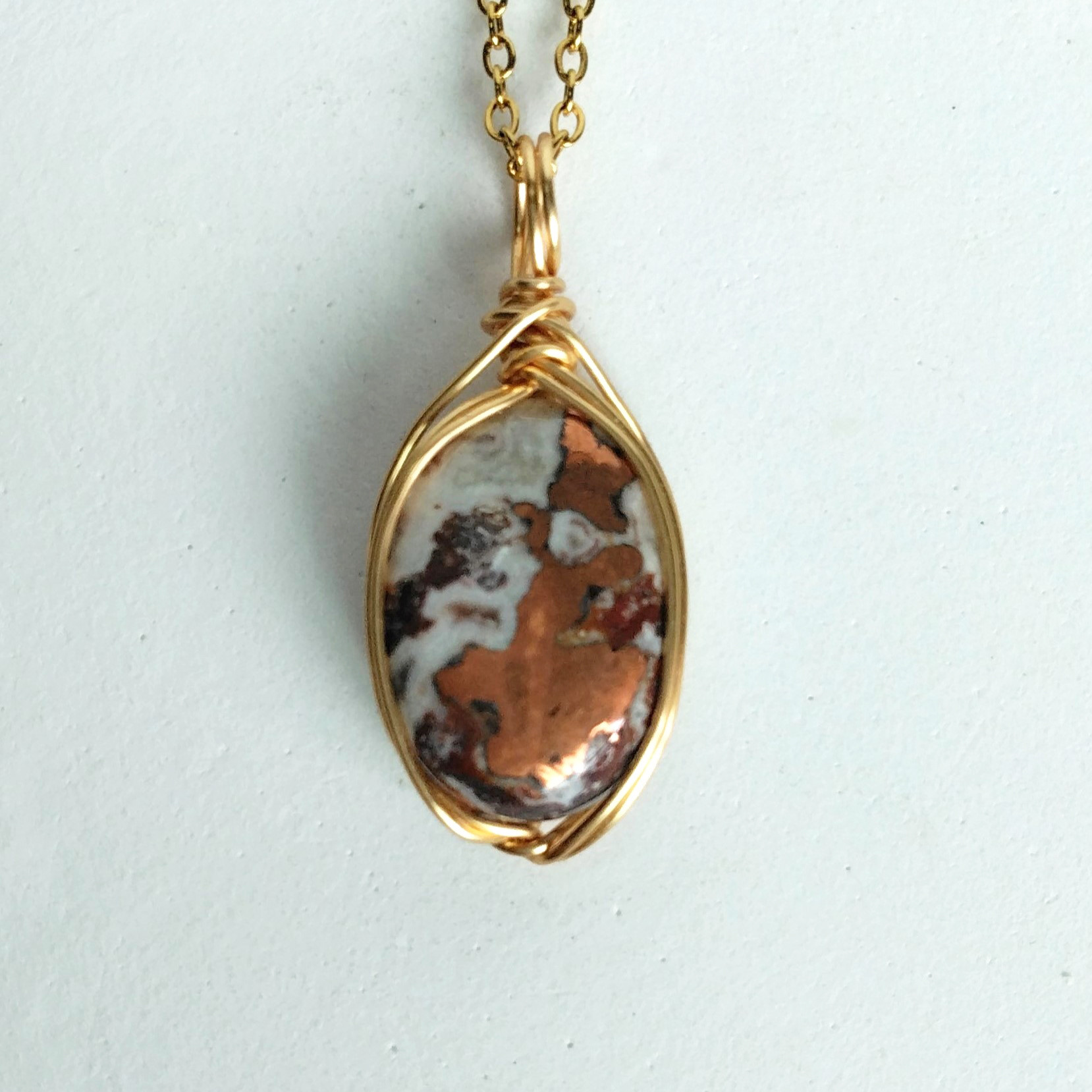 コッパードロマイト　ワイヤーペンダント　No.P121