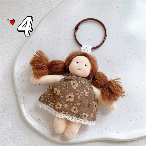 手作り 刺繍 布製 可爱いミニドール 人形 ぬいぐるみ バッグチャーム
