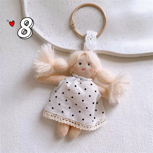 手作り 刺繍 布製 可爱いミニドール 人形 ぬいぐるみ バッグチャーム