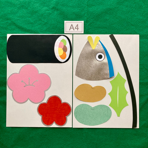 きりん【壁面飾り】まとめ3点 『菖蒲 と 太鼓橋』イチョウ並木と鹿・達磨 ききょう 9輪 〈夏～秋の壁面〉 画用紙 壁面飾り 保育園・幼稚園