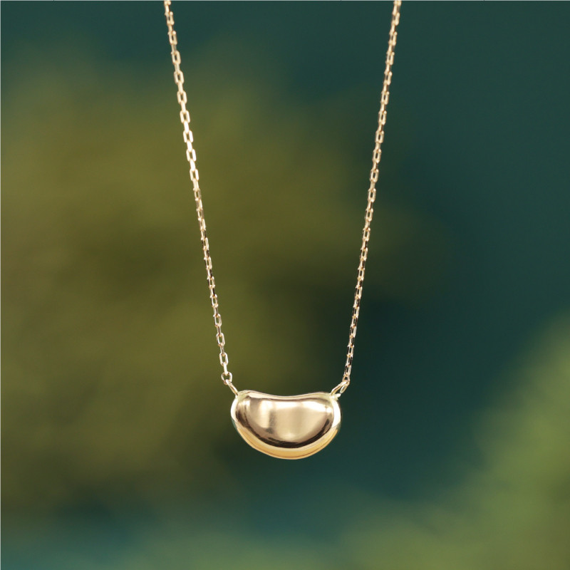 【着けっぱなし/K18/大きめビーンズネックレス】K18 ゴールド 上品 プチネックレス プレゼントにも