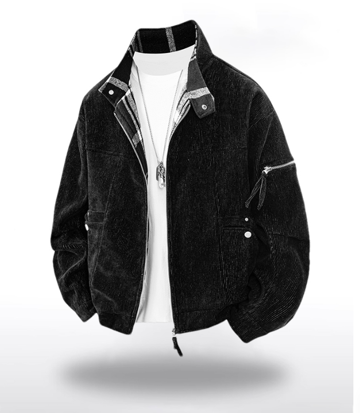 DESSOコーデュロイ詰め襟ブルゾンゆったり秋冬新作カジュアルカーゴコート