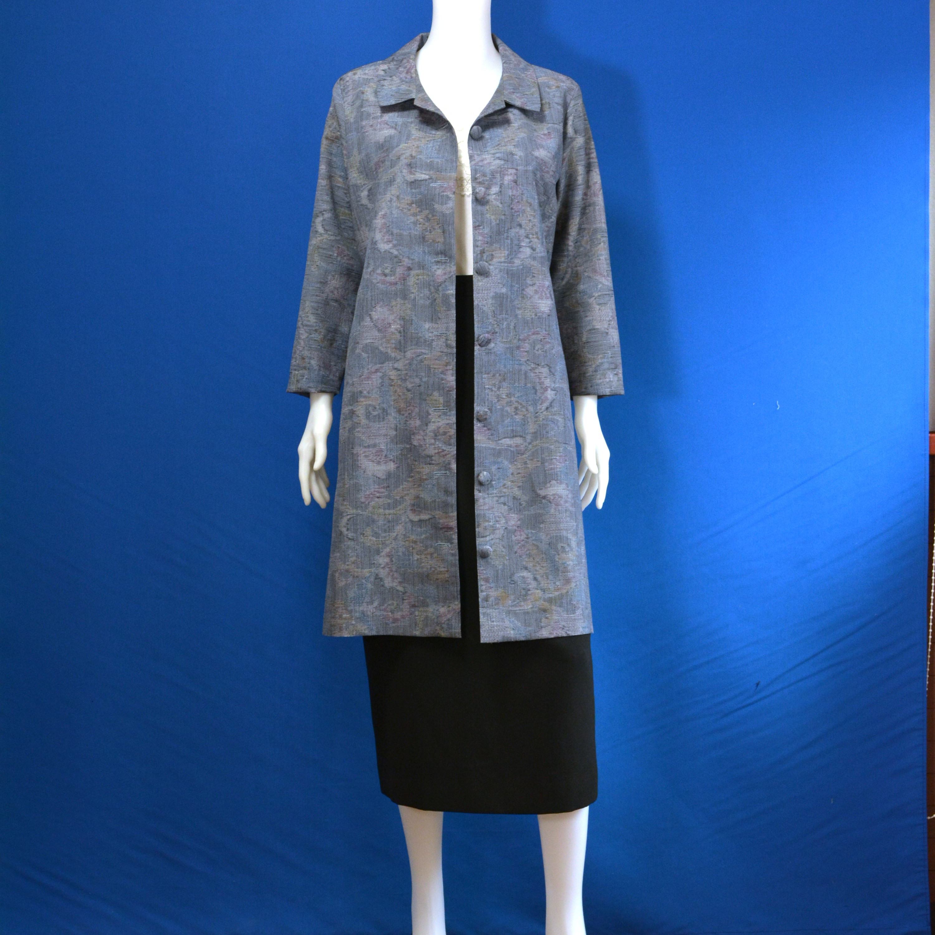 着物リメイク ロングブラウス＆ロングジャケット（絹着物地紬）長袖