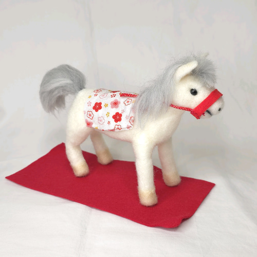 2026年 干支飾り 馬】 羊毛フェルトの可愛いお馬さん 置物 羊毛